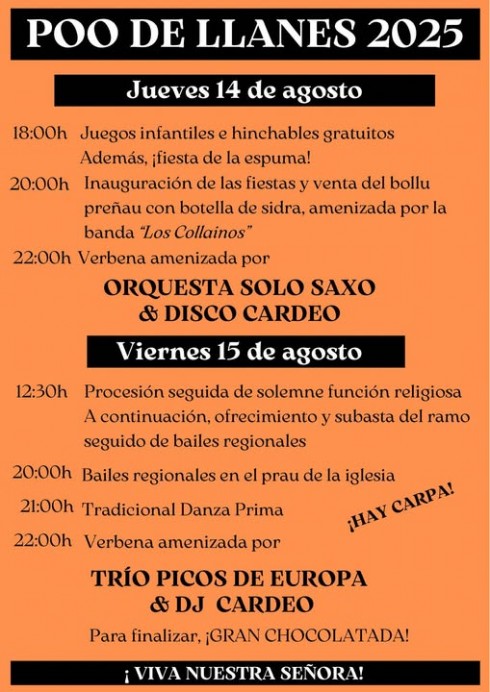 Poo de Llanes vive sus fiestas 2025 con música, tradiciones y gastronomía asturiana - Concejo de Llanes