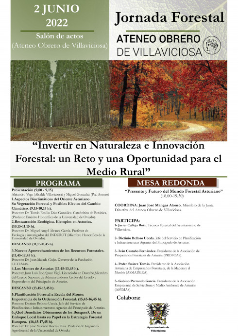 El Ateneo reúne este jueves a reconocidos expertos en una jornada para repensar el modelo de desarrollo del sector forestal - Concejo de Villaviciosa