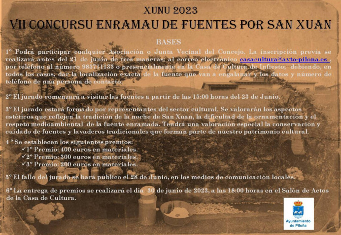 Enramau de fuentes por San Xuan 2023 y concurso de relatos - Concejo de Piloña