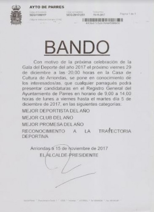 Gala del deporte de Parres 2017 - Concejo de Parres