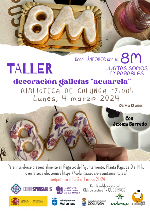 Talleres decoración de galletas 8M con acuarela comestible en las bibliotecas de Colunga y Llastres - Concejo de Colunga