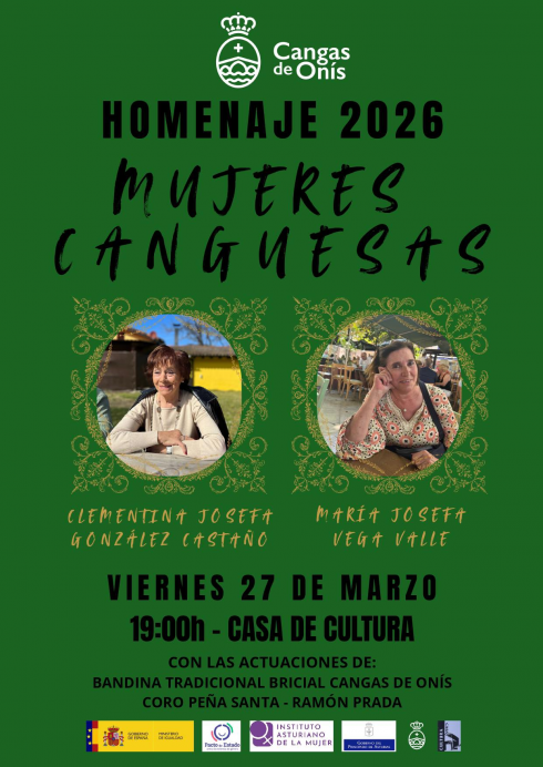 Cangas de Onís rinde homenaje a Clementina Josefa González Castaño y María Josefa Vega Valle en el acto "Mujeres Canguesas 2026" - Concejo de Cangas de Onís
