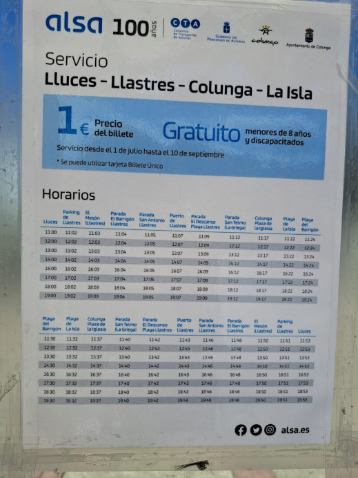 Servicio de autobús lanzadera del Concejo de Colunga - Concejo de Colunga