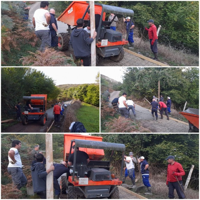 El Ayuntamiento de Llanes y los ganaderos de Caldueñu inician el hormigonado de caminos ganaderos en El Mazucu - Concejo de Llanes