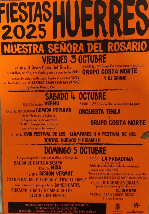 Huerres celebra las Fiestas de Nuestra Señora del Rosario 2025 - Concejo de Colunga