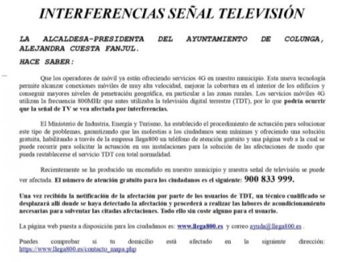 Interferencias señal de televisión en Colunga - Concejo de Colunga