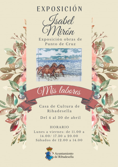 Exposición Isabel Mirón Gómez, obras de Punto de Cruz - Concejo de Ribadesella