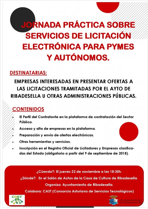 Jonada práctica sobre servicios de licitación electrónica para pymes y autónomos - Concejo de Ribadesella