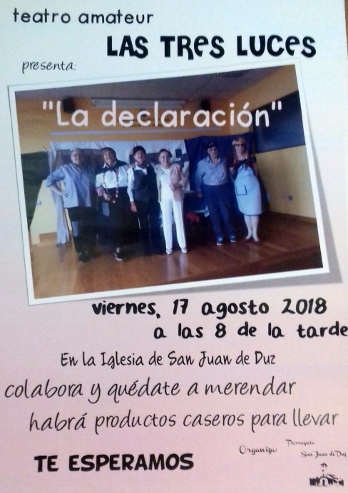 La Compañía de teatro amateur Las Tres Luces actúa en San Juan de Duz - Concejo de Colunga