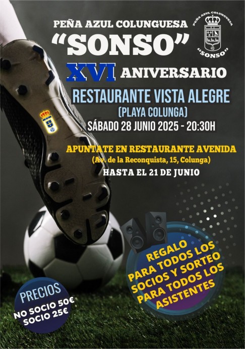 La Peña Azul Colunguesa Sonso celebra su XVI aniversario en la playa de Colunga - Concejo de Colunga