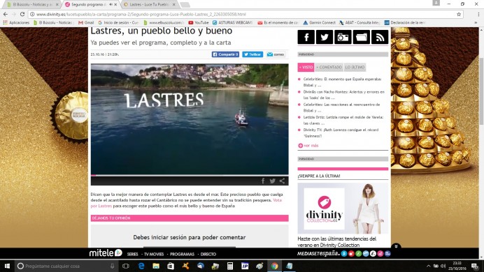 Luce tu pueblo de Ferrero Rocher: Programa emitido sobre Lastres, desglosado en contenidos, ¡que no decaiga! - Turismo