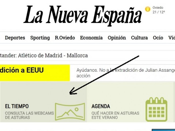 Webcams de Asturias en portada veraniega de La Nueva España - Webcams de Asturias