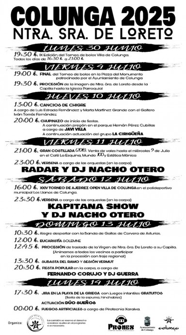 Fiestas de Loreto 2025 en Colunga - Concejo de Colunga