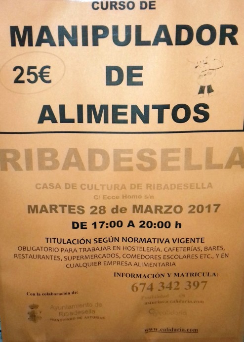 Curso de Manipulador de Alimentos - Concejo de Ribadesella