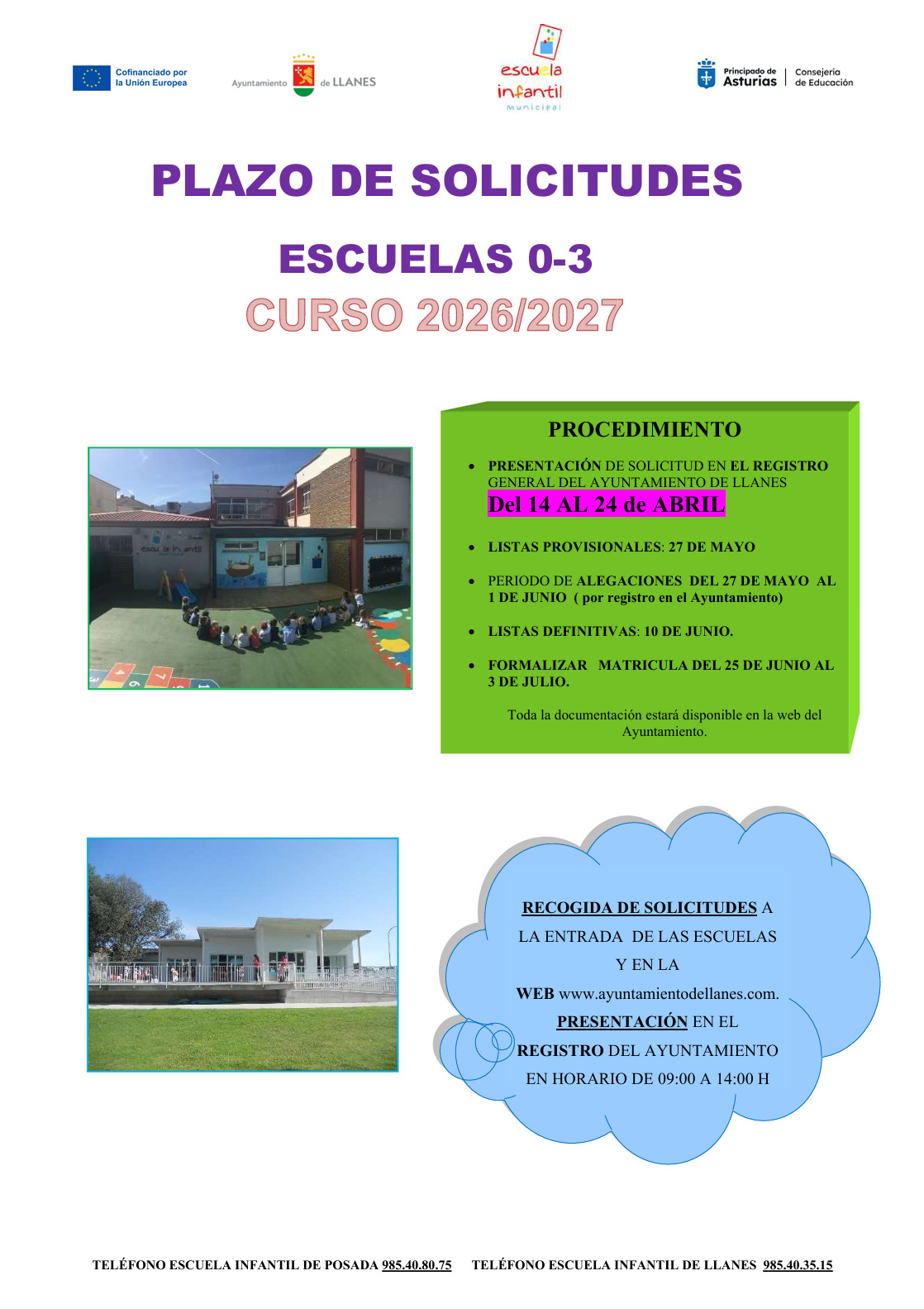 Abierto el plazo de matrícula en las escuelas infantiles de 0 a 3 años de Llanes y Posada - Concejo de Llanes