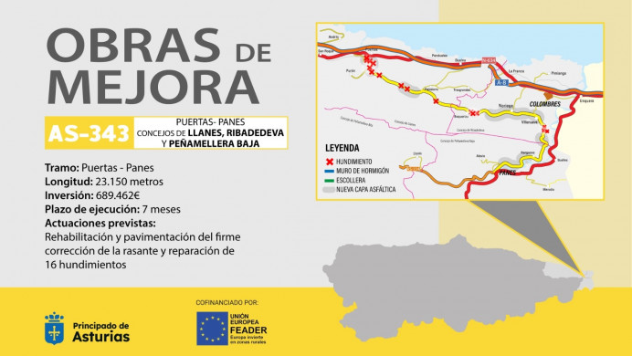 Medio Rural adjudica por casi 700.000 euros la mejora integral de la AS343 entre Puertas, en Llanes, y Panes, en Peñamellera Baja - Asturias