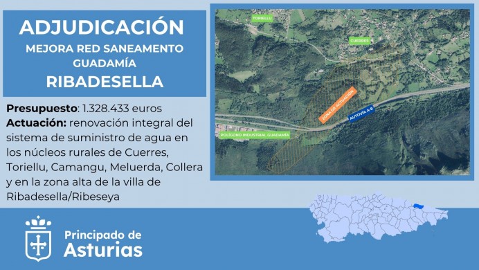 El Principado adjudica la mejora de la red de abastecimiento de Guadamía por 1,3 millones de euros - Concejo de Ribadesella