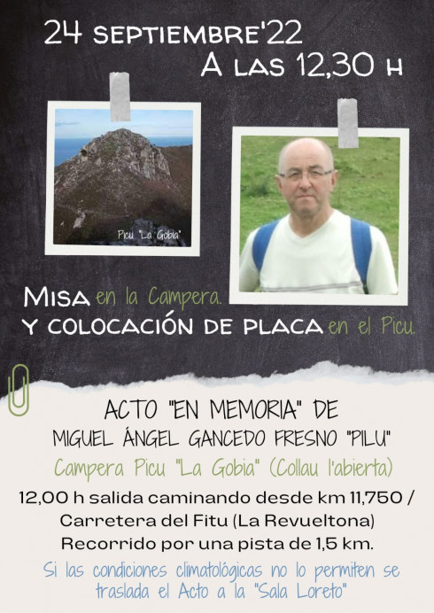 Acto en memoria de Miguel Ángel Gancedo Fresno, El Pilu - Concejo de Colunga