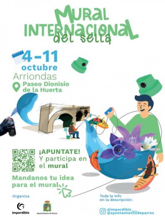 Arriondas estrena un mural participativo en los muros de defensa frente a inundaciones - Concejo de Parres