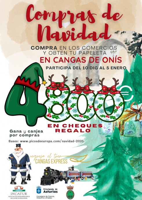 Cangas de Onís presenta su gran Campaña de Navidad 2025 con tren turístico, actividades y sorteo de 4.800 euros en premios - Concejo de Cangas de Onís