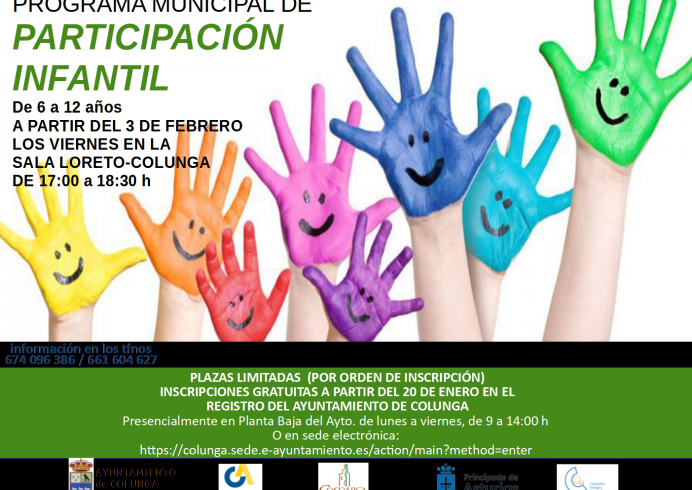 Inscripciones abiertas en los programas de Participación INFANTIL y JUVENIL Colunga  - Concejo de Colunga