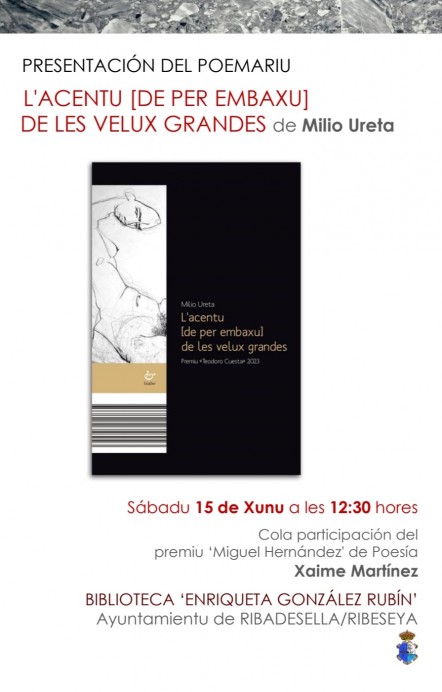 Presentación del poemario de Milio Ureta, Premiu Teodoro Cuesta 2023 - Concejo de Ribadesella