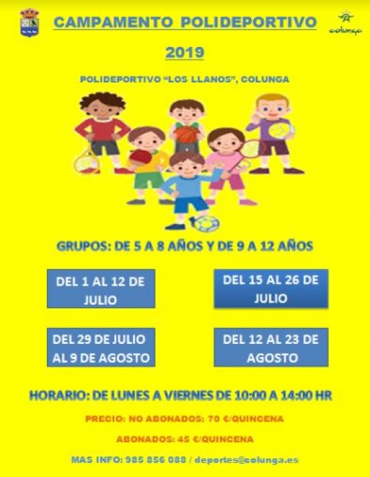 Campamentos de verano en el Polideportivo de Colunga - Concejo de Colunga