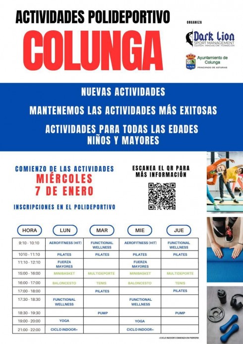 El Polideportivo de Colunga pone en marcha su nueva programación deportiva - Concejo de Colunga