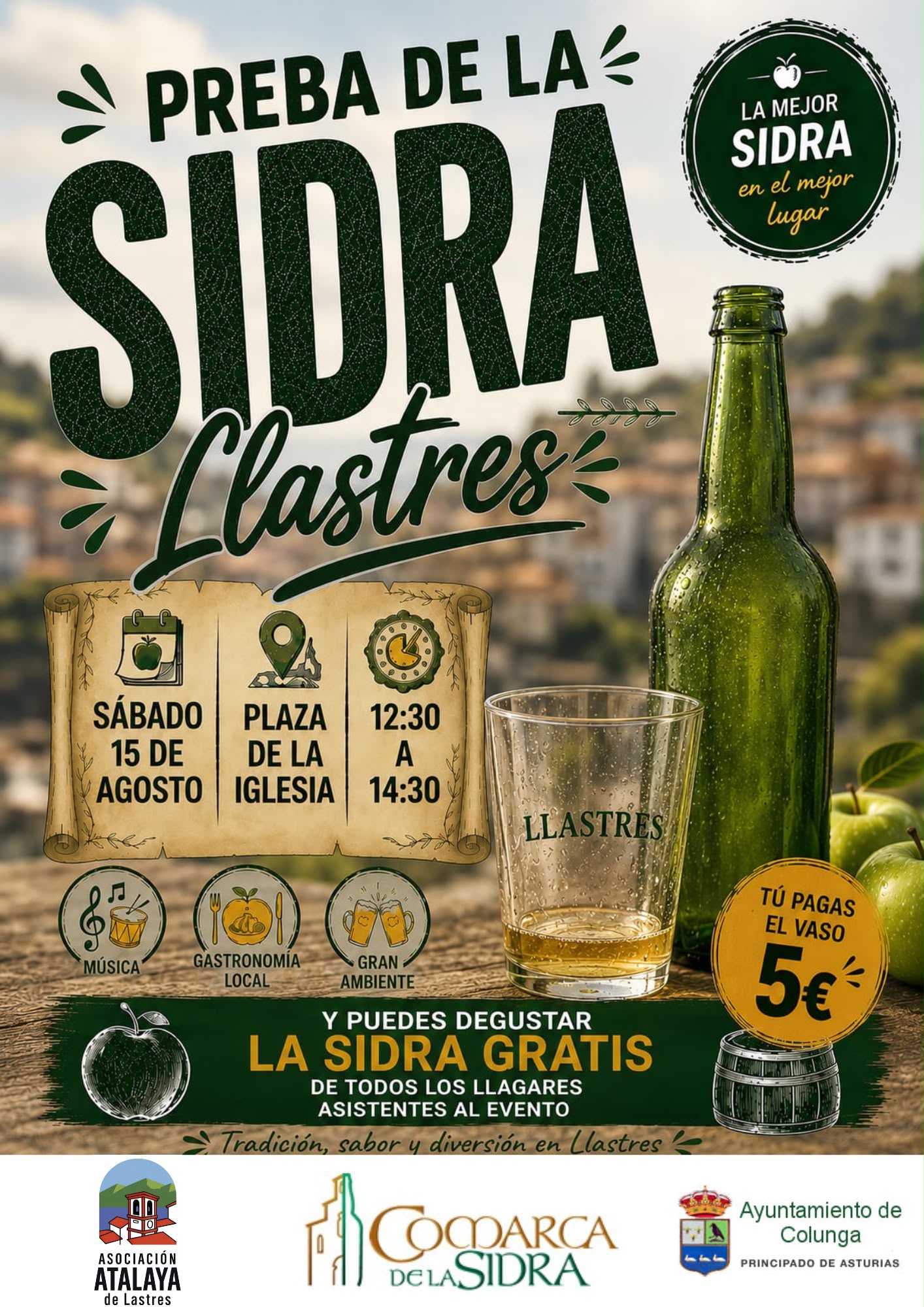 Llastres celebra la Preba de la Sidra el sábado 15 de agosto en la Plaza de la Iglesia - Concejo de Colunga
