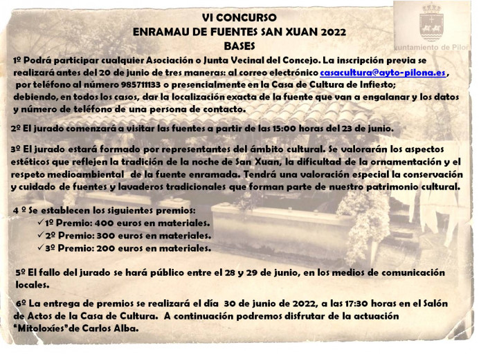 Entrega de premios: VI Concurso de enramáu de fuentes San Xuan 2022 - Concejo de Piloña