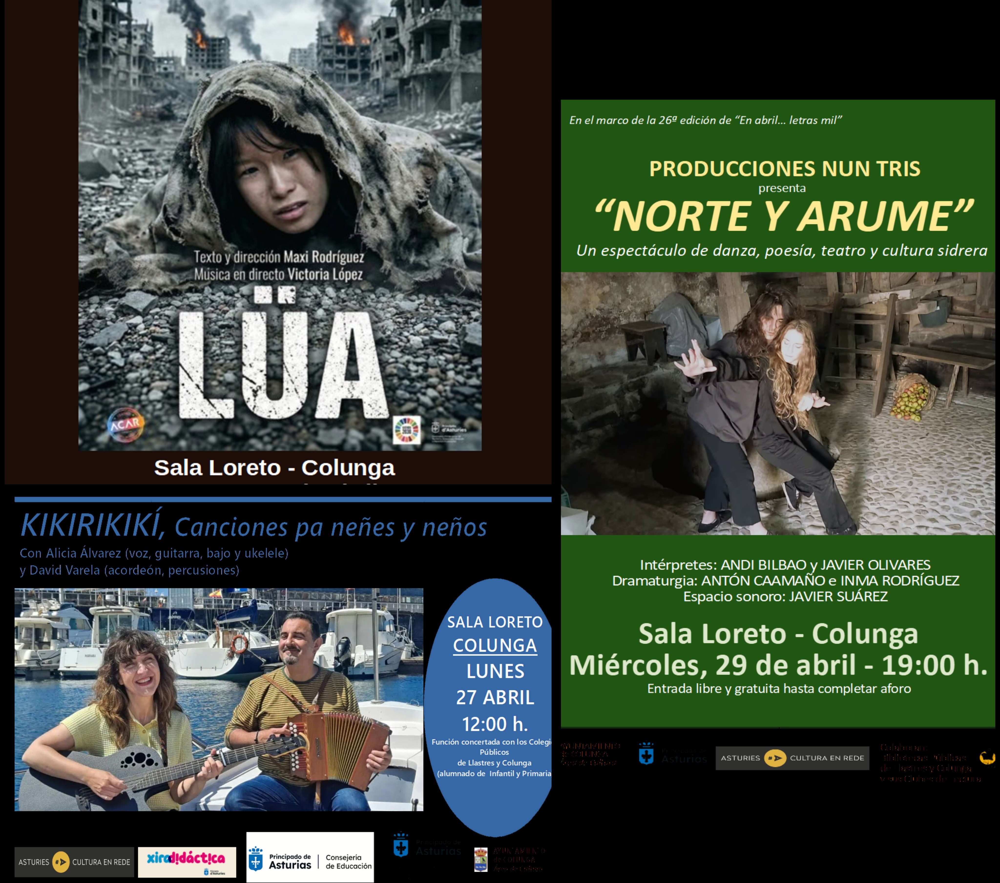 Colunga programa tres espectáculos culturales en la Sala Loreto con música, teatro y danza - Concejo de Colunga