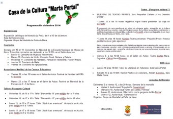 Programación del mes diciembre en la Casa de Cultura "Marta Portal" - Concejo de Nava