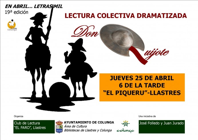 Lectura colectiva dramatizada de capítulos de El Quijote, el 25 de abril en Llastres - Concejo de Colunga