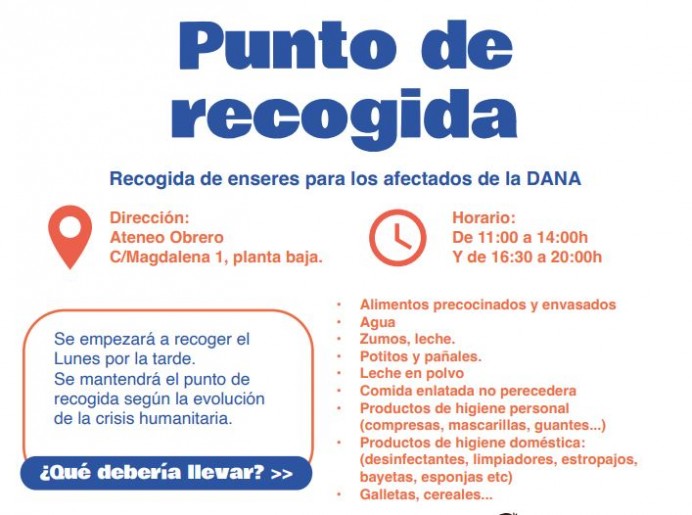 Villaviciosa abre un punto de recogida de alimentos y productos de higiene para las zonas afectadas por la DANA - Concejo de Villaviciosa