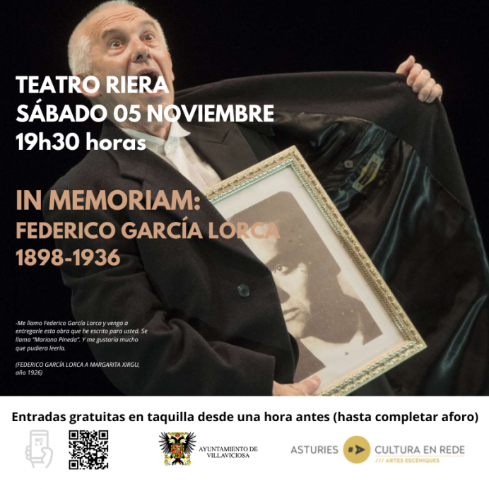 In Memoriam, Federico García Lorca, de Teatro del Norte, este sábado 5 de noviembre 19h30 en el Teatro Riera - Concejo de Villaviciosa