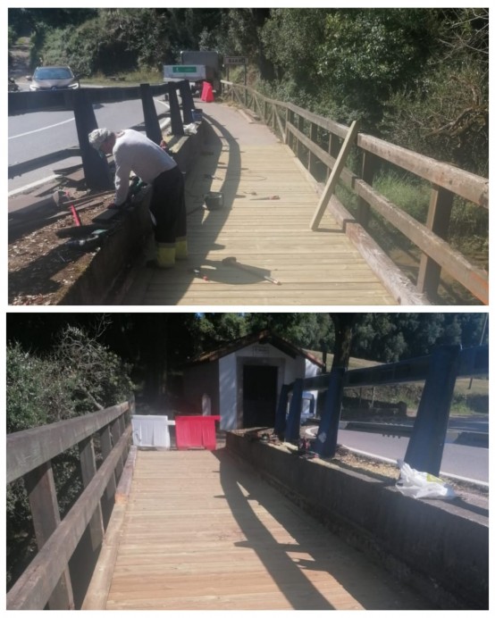 El Ayuntamiento de Llanes repara el puente peatonal del río Calabres en Barru tras actos vandálicos - Concejo de Llanes