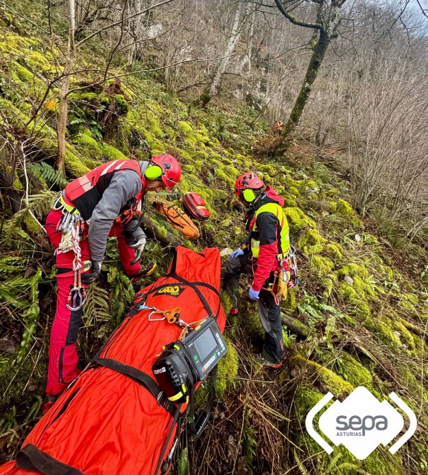 Cazador rescatado tras sufrir una caída en el bosque de Peloño, Ponga   - Sucesos