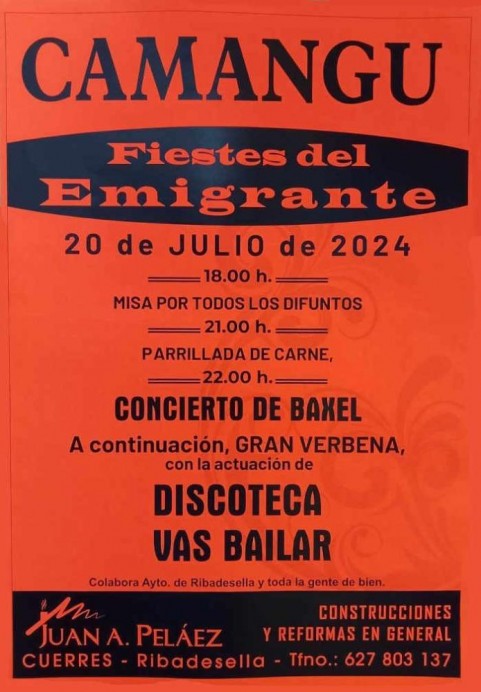 Fiestas del Emigrante en Camangu, Ribadesella - Concejo de Ribadesella