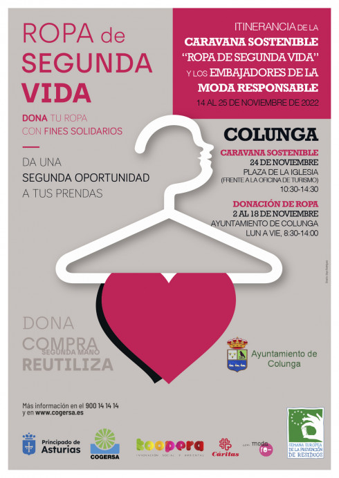 Donación de ropa usada y caravana sostenible en Colunga: Ropa de segunda vida, COGERSA - Concejo de Colunga