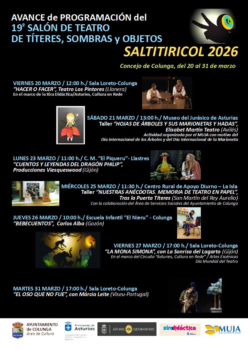 Colunga avanza la programación del 19 Salón de Teatro de Títeres, Sombras y Objetos SALTITIRICOL 2026 - Concejo de Colunga