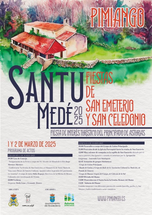 Programa Santu Medé 2025: Fiestas de San Emeterio y San Celedonio en Pimiango - Concejo de Ribadedeva