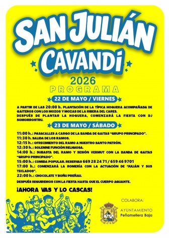 Cavandi arranca hoy las fiestas de San Julián 2026 con hoguera, gaitas y verbena