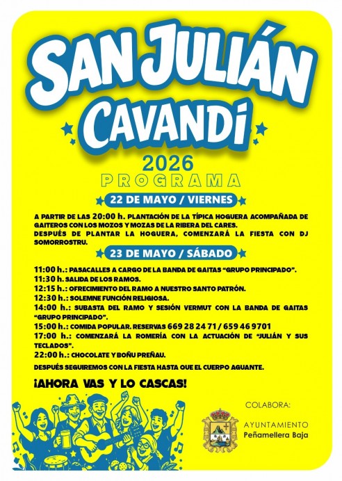 Cavandi arranca hoy las fiestas de San Julián 2026 con hoguera, gaitas y verbena