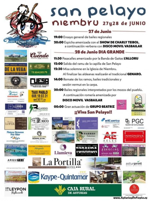 Niembru celebra las Fiestas de San Pelayo 2025 los días 27 y 28 de junio - Concejo de Llanes