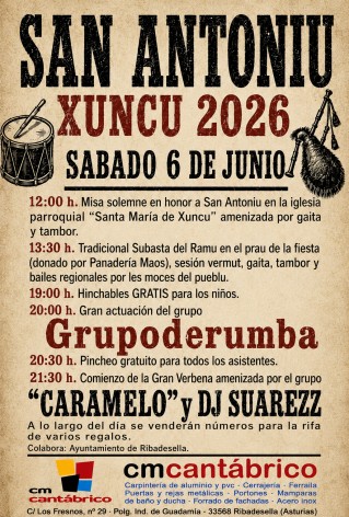 Fiestas de San Antoniu en Xuncu (Ribadesella): programa completo y horarios