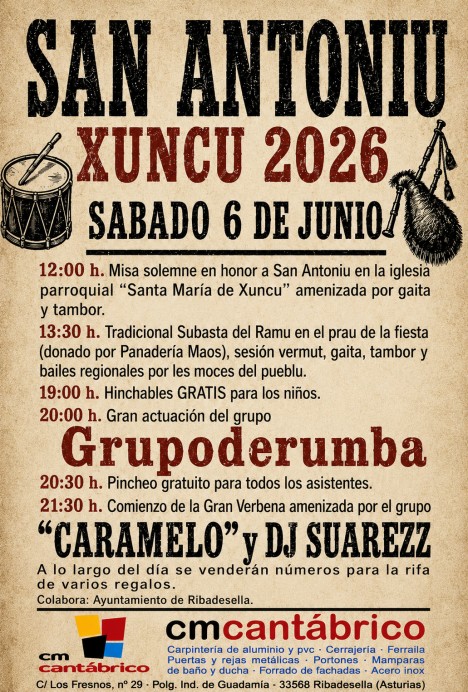 Fiestas de San Antoniu en Xuncu (Ribadesella): programa completo y horarios