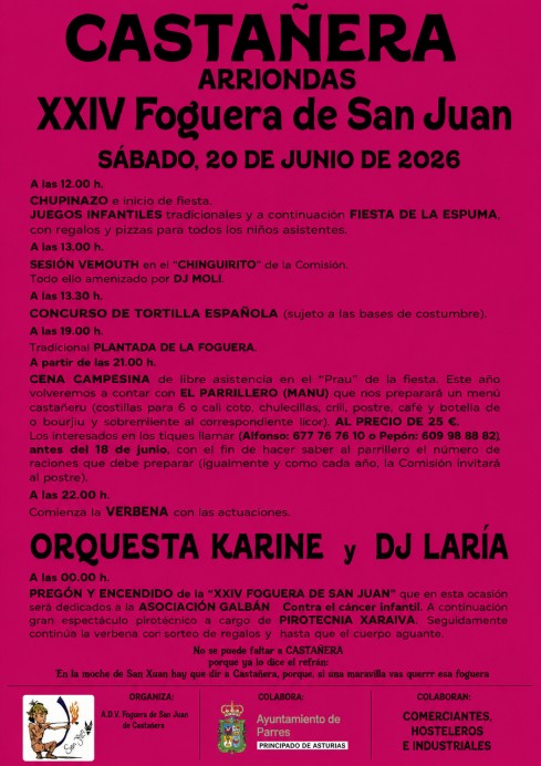 Castañera prepara su XXIV Foguera de San Juan en Arriondas