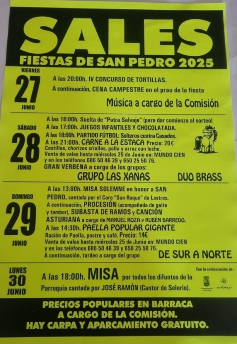 Sales celebra San Pedro 2025 con tortillas, música y sabor asturiano en un ambiente festivo - Concejo de Colunga