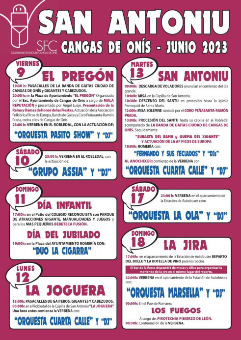 Fiestes de San Antoniu 2023 en Cangas de Onís - Concejo de Cangas de Onís