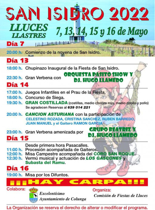 Fiestas de San Isidro 2022 en Luces - Colunga - Concejo de Colunga